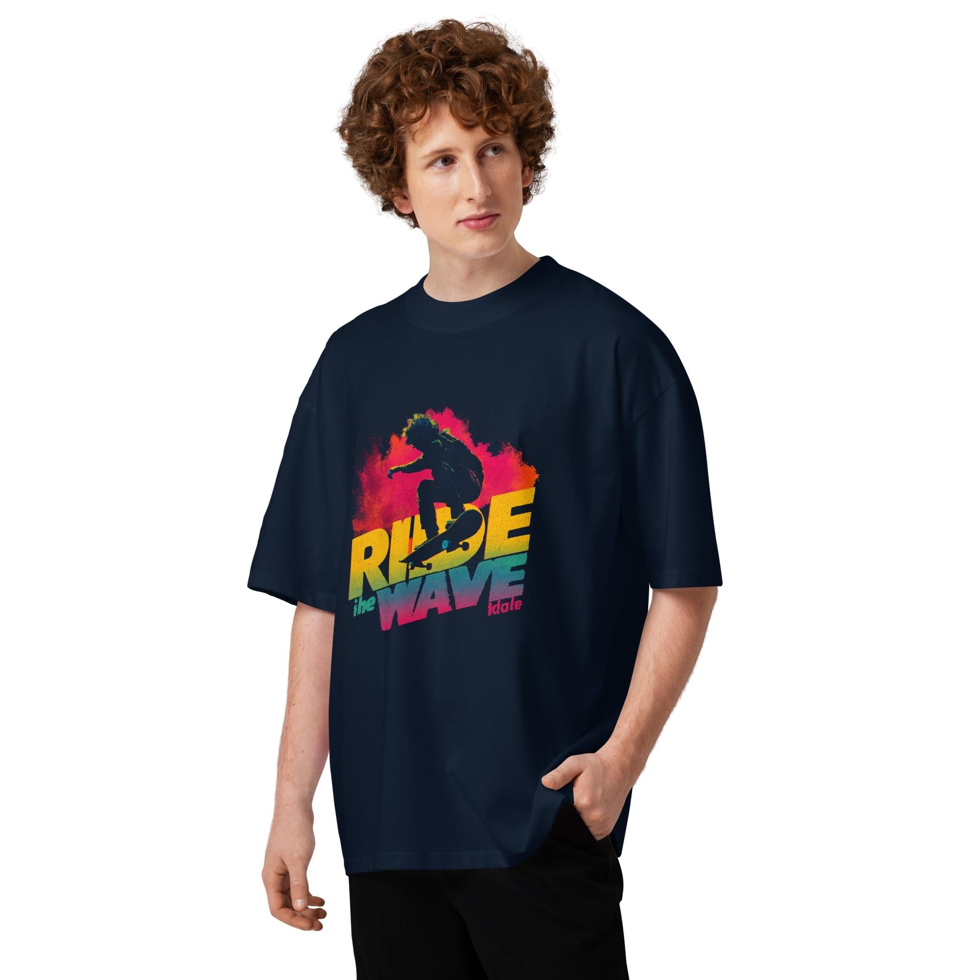 Unisex organic oversized high neck t-shirt